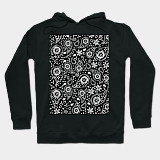 Beautiful Paisley Floral Pattern - Black and White Hoodie